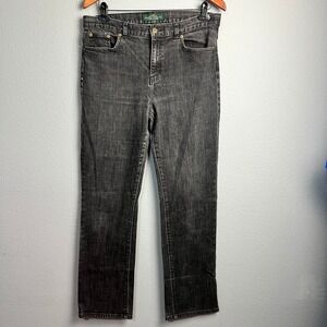 Lauren Jeans Co. Classic Straight Leg Black Wash Denim Jeans Y2K Grunge Size‎ 10